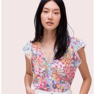 NWT KATE SPADE FLORAL DOTS BURNOUT TOP
